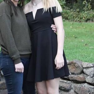 Black off the shoulder homecoming dress